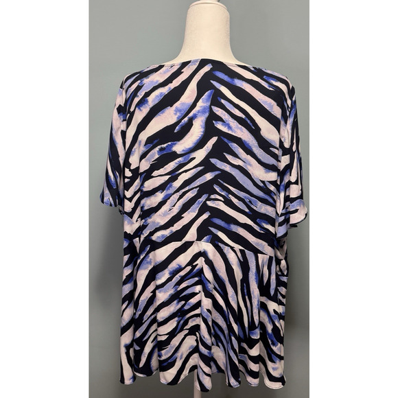 Torrid Womens 4X Babydoll Top Zebra Animal Print Maximalist Lightweight Casual - Picture 2 of 8